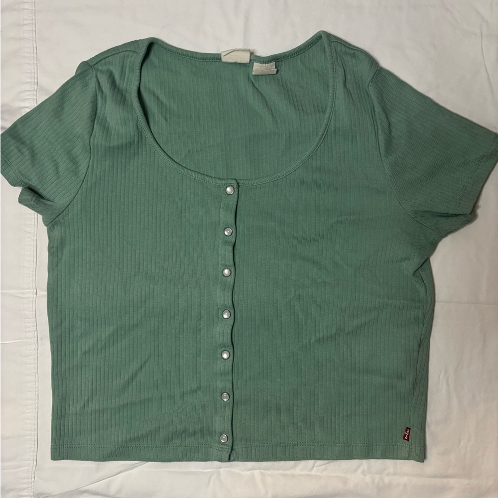 Levi's Teal Button-Up Crop Top